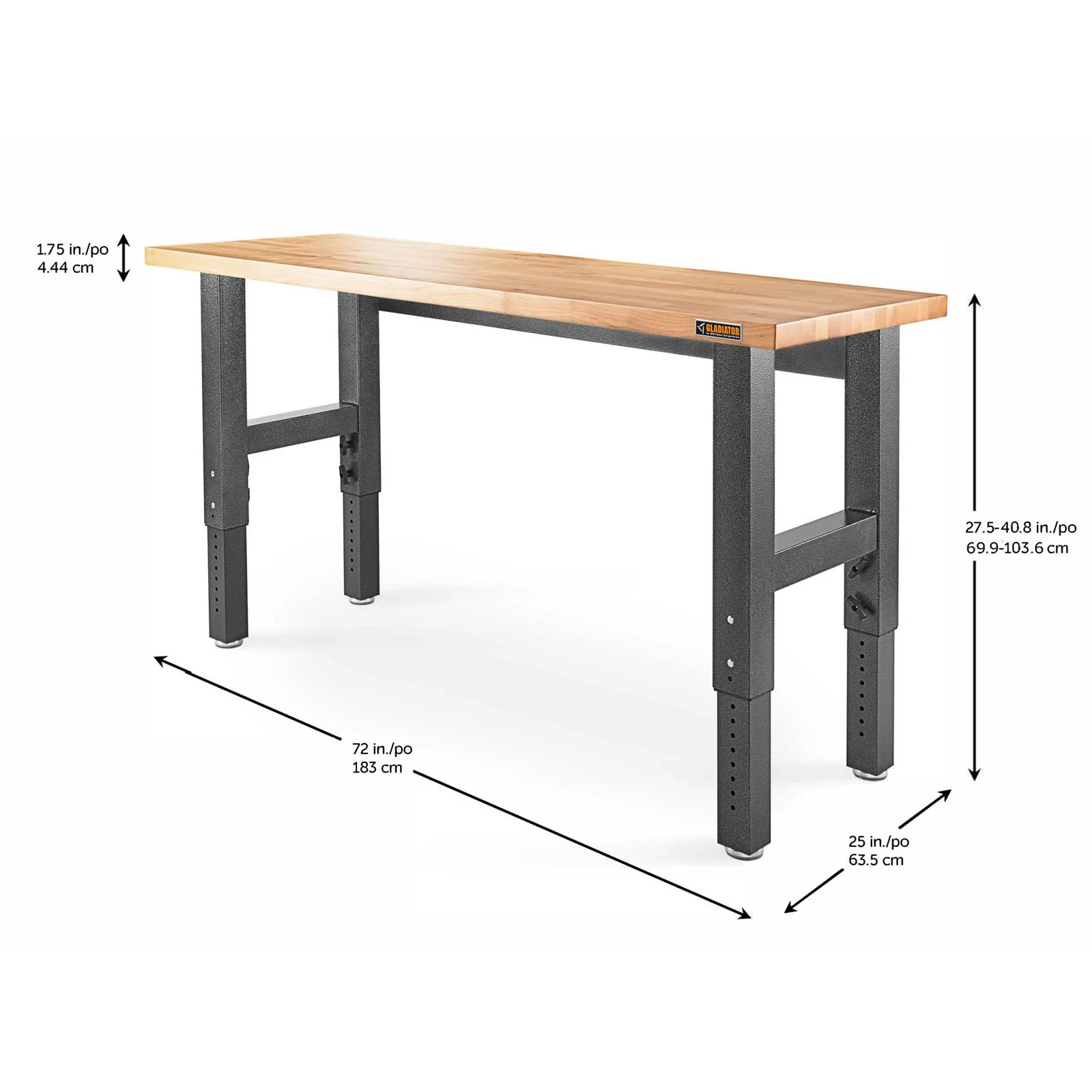 6' Adjustable Height Hardwood Workbench - Image 3