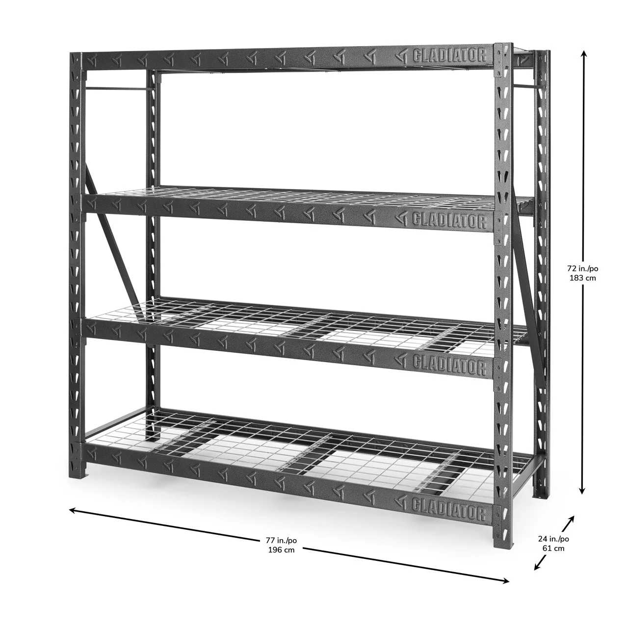 77" Wide Heavy Duty Rack with Four 24" Deep Shelves - Image 3