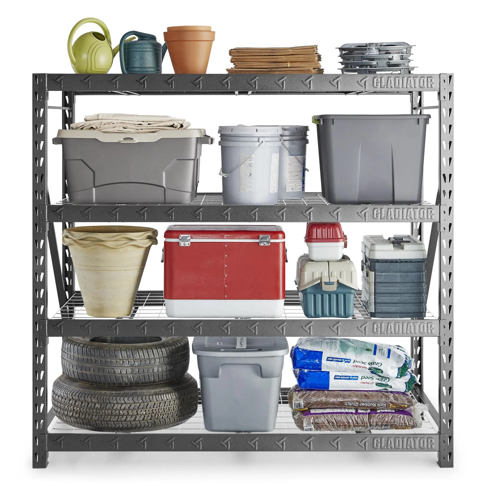 77" Wide Heavy Duty Rack with Four 24" Deep Shelves - Image 4