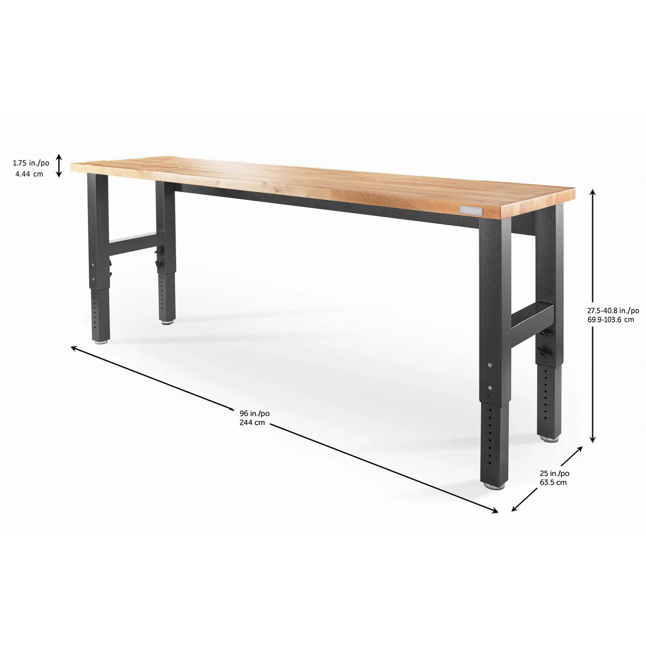 8' Adjustable Height Hardwood Workbench - Image 3