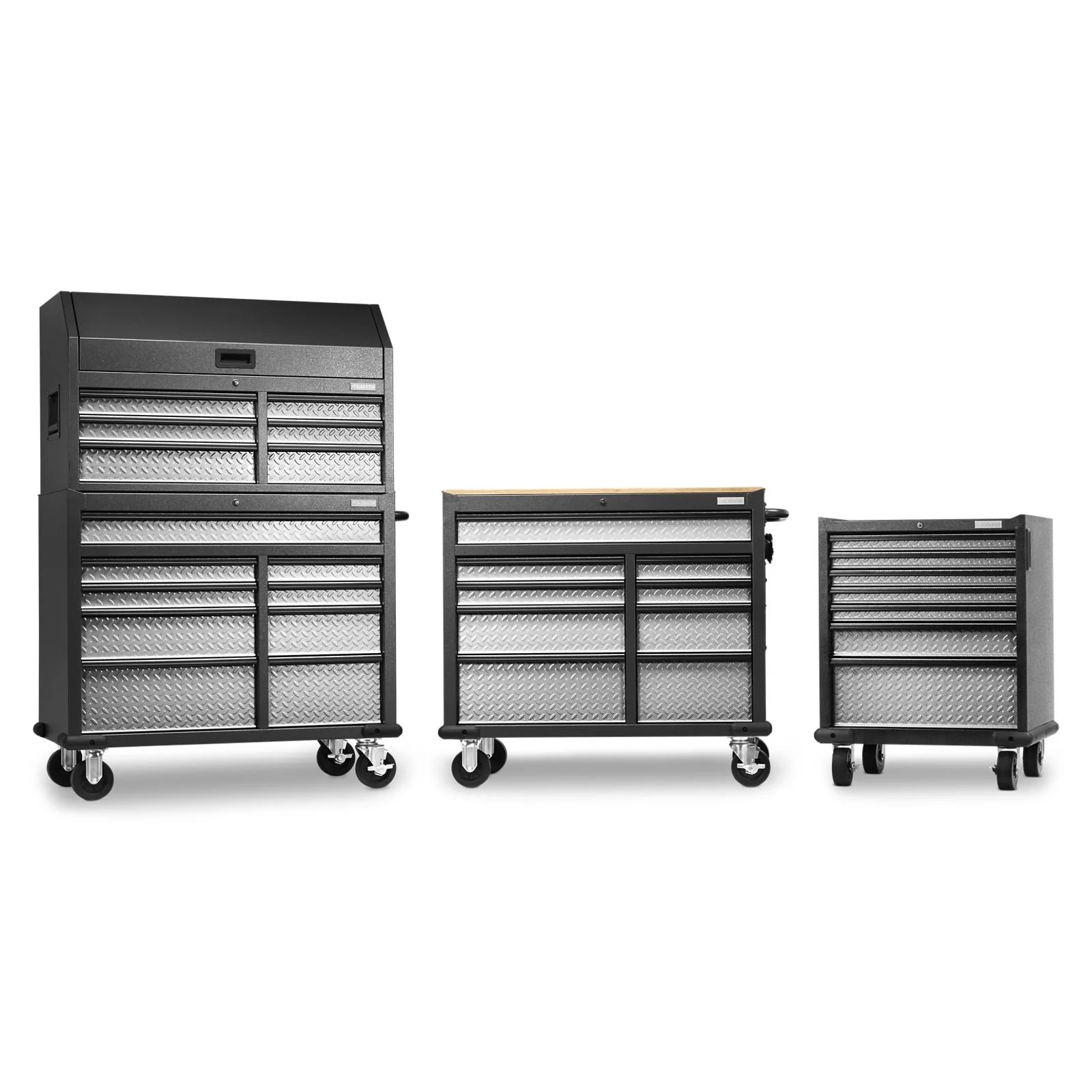 Premier 41 inch 9-drawer Mobile Tool Workbench with Solid Wood Top - Image 10