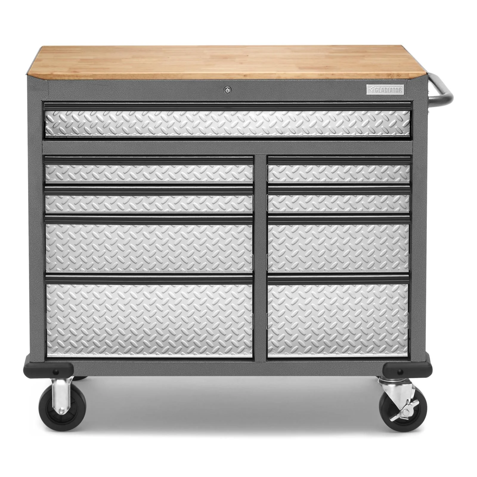 Premier 41 inch 9-drawer Mobile Tool Workbench with Solid Wood Top - Image 3