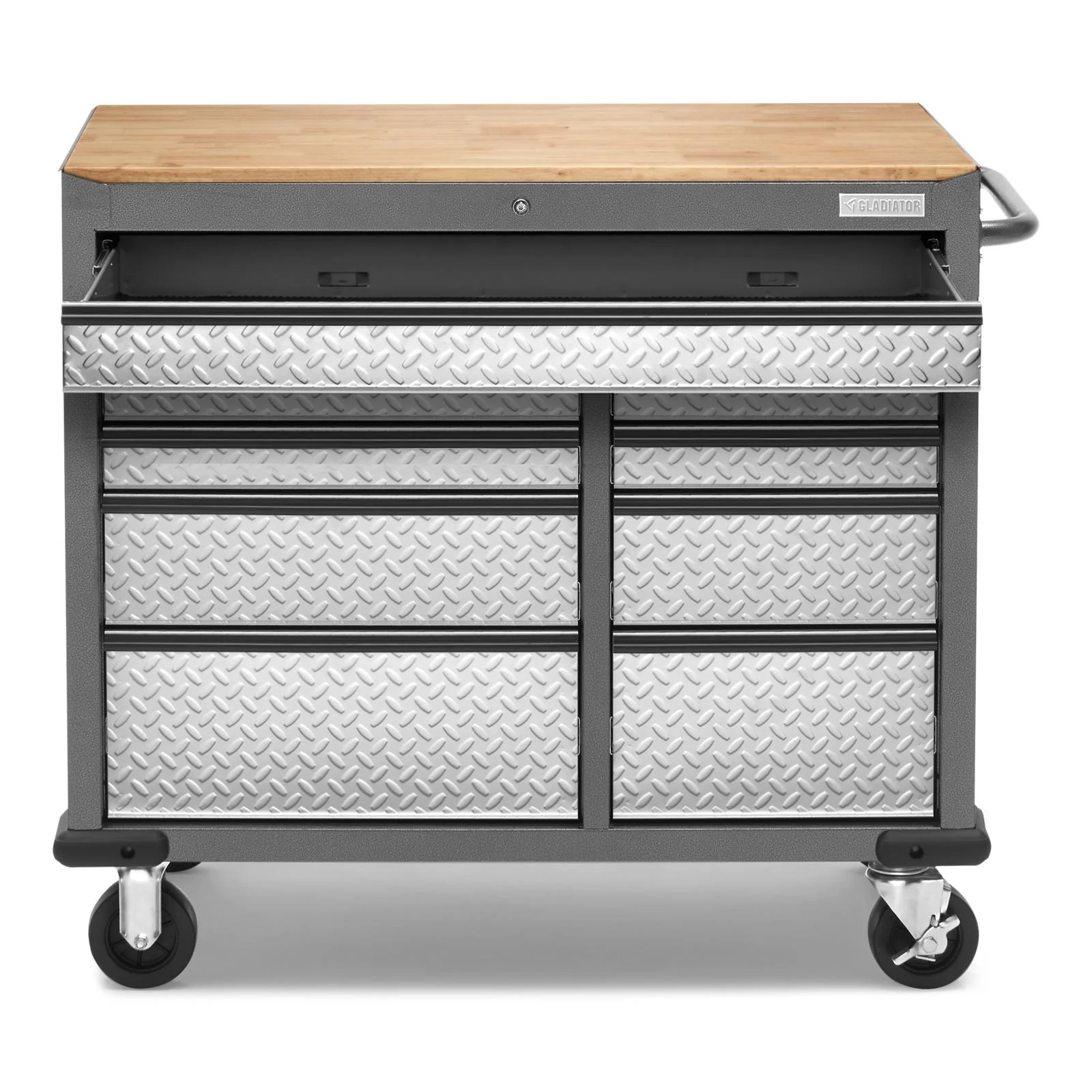 Premier 41 inch 9-drawer Mobile Tool Workbench with Solid Wood Top - Image 5