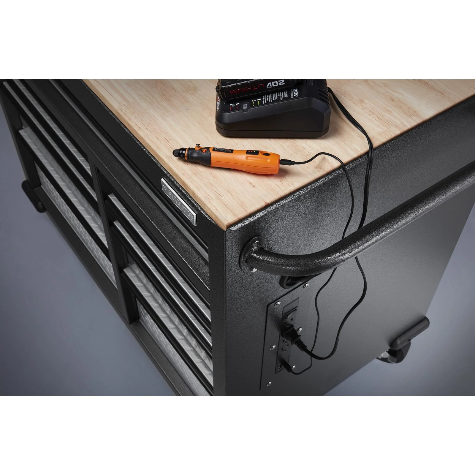 Premier 41 inch 9-drawer Mobile Tool Workbench with Solid Wood Top - Image 7